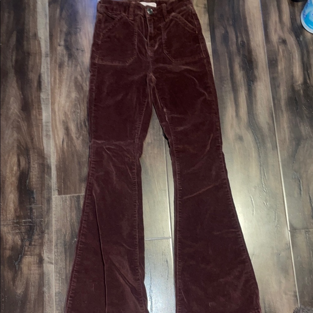 Burgundy Corduroy Flare Pants